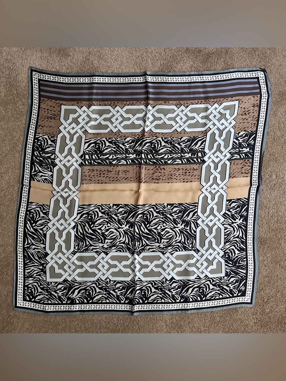 100% Mulberry Silk Scarf - Geometric & Zebra Print
